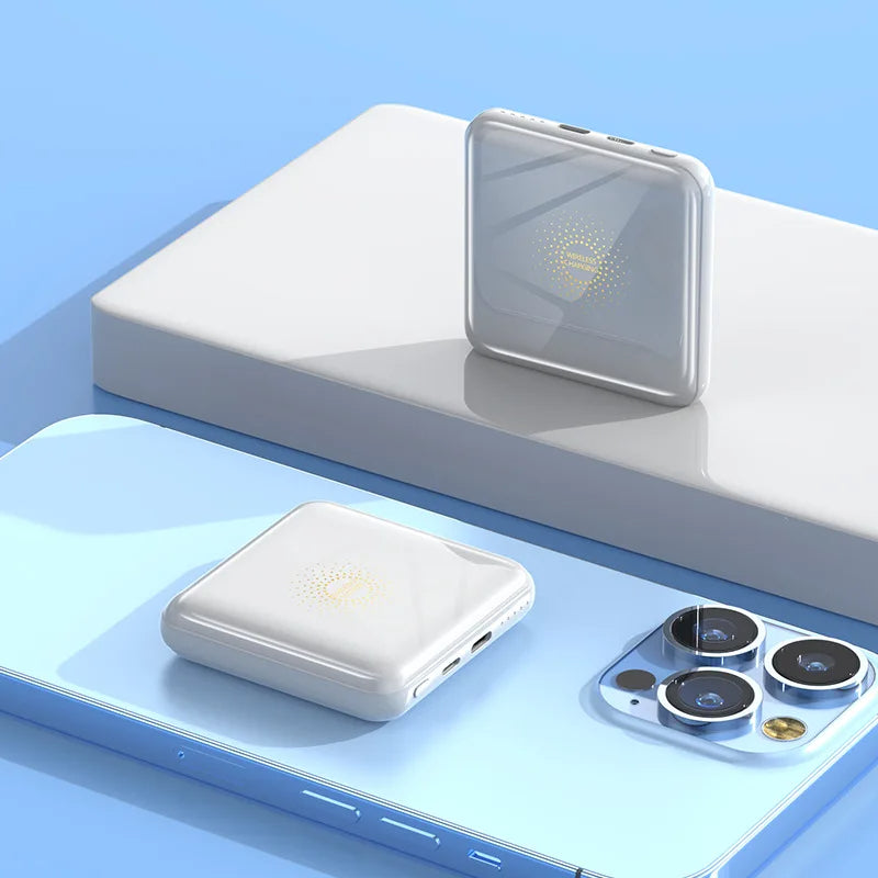 Super Mini Magnetic Wireless Charger – Pocket-Sized MagSafe Power Bank for iPhone